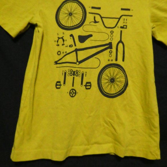 GAP KIDS, mustard graphic T-Shirt, bicycle parts design, small 6-7 years, EUC - Picture 7 of 11